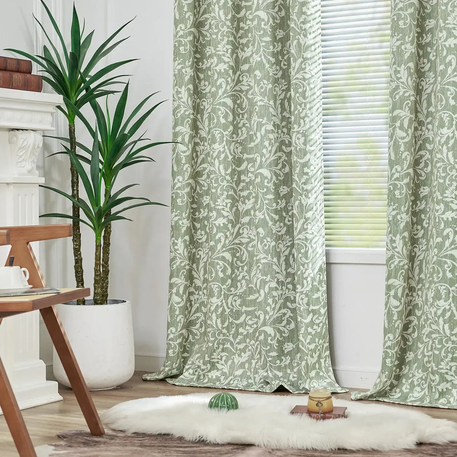Vintage Scroll Pattern Curtains - Jinchan Home