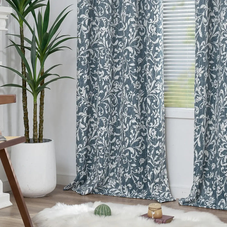 Vintage Scroll Pattern Curtains - Jinchan Home