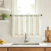 Boho Linen Rod Pocket Kitchen Curtains - Jinchan Home