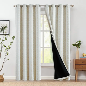 
                    
                      Light-Toned Boho Vertical-Stripe Geometric Grommet Curtains - Jinchan Home
                    
                  