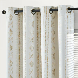 
                    
                      Light-Toned Boho Vertical-Stripe Geometric Grommet Curtains - Jinchan Home
                    
                  