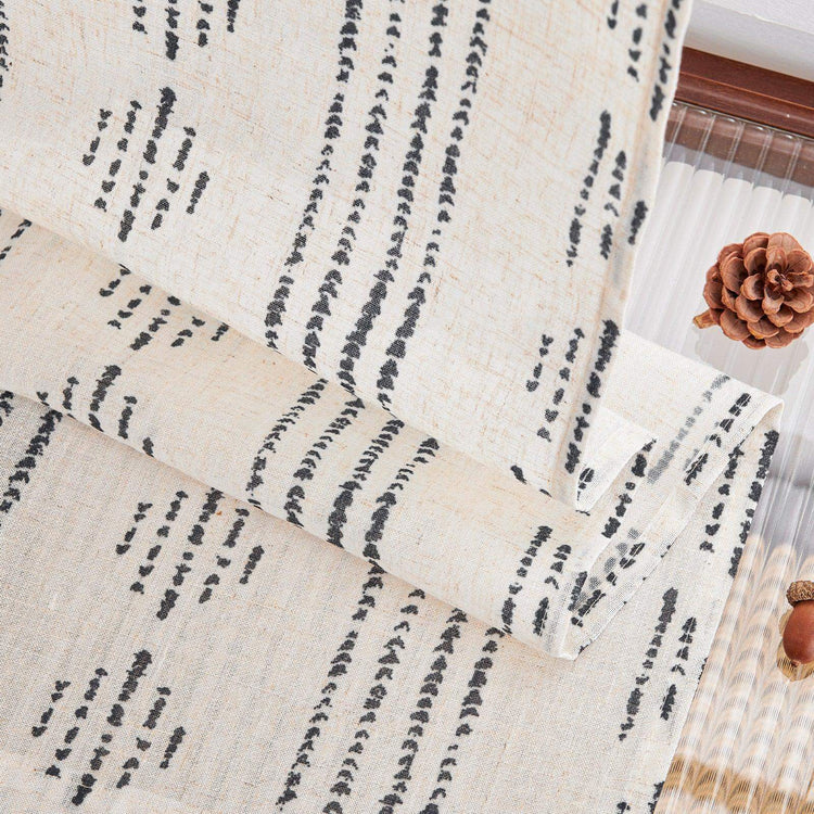 Boho Linen Rod Pocket Kitchen Curtains - Jinchan Home