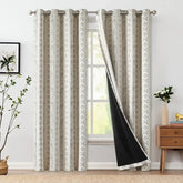 Light-Toned Boho Vertical-Stripe Geometric Grommet Curtains - Jinchan Home