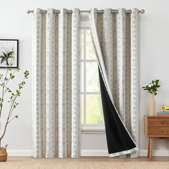 
                    
                      Light-Toned Boho Vertical-Stripe Geometric Grommet Curtains - Jinchan Home
                    
                  