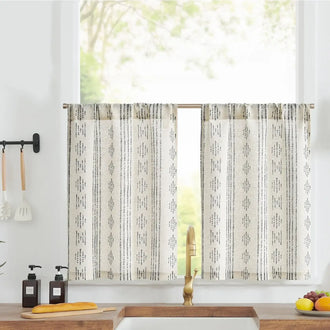 
                    
                      Boho Linen Rod Pocket Kitchen Curtains - Jinchan Home
                    
                  