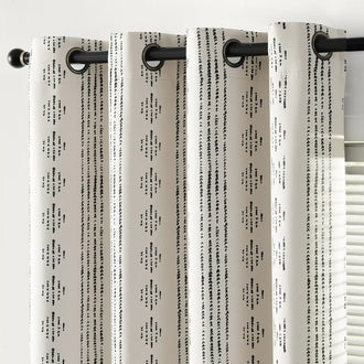 Light-Toned Boho Vertical-Stripe Geometric Grommet Curtains - Jinchan Home