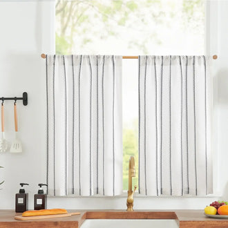 
                    
                      Linen Striped Kitchen Curtains - Jinchan Home
                    
                  