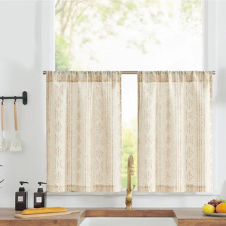 
                    
                      Boho Linen Rod Pocket Kitchen Curtains - Jinchan Home
                    
                  