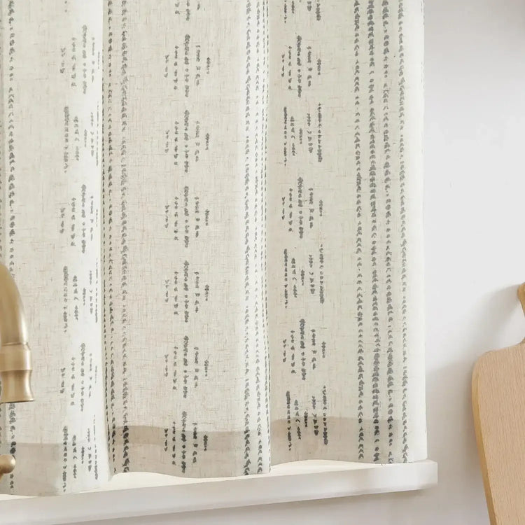 Boho Linen Rod Pocket Kitchen Curtains - Jinchan Home