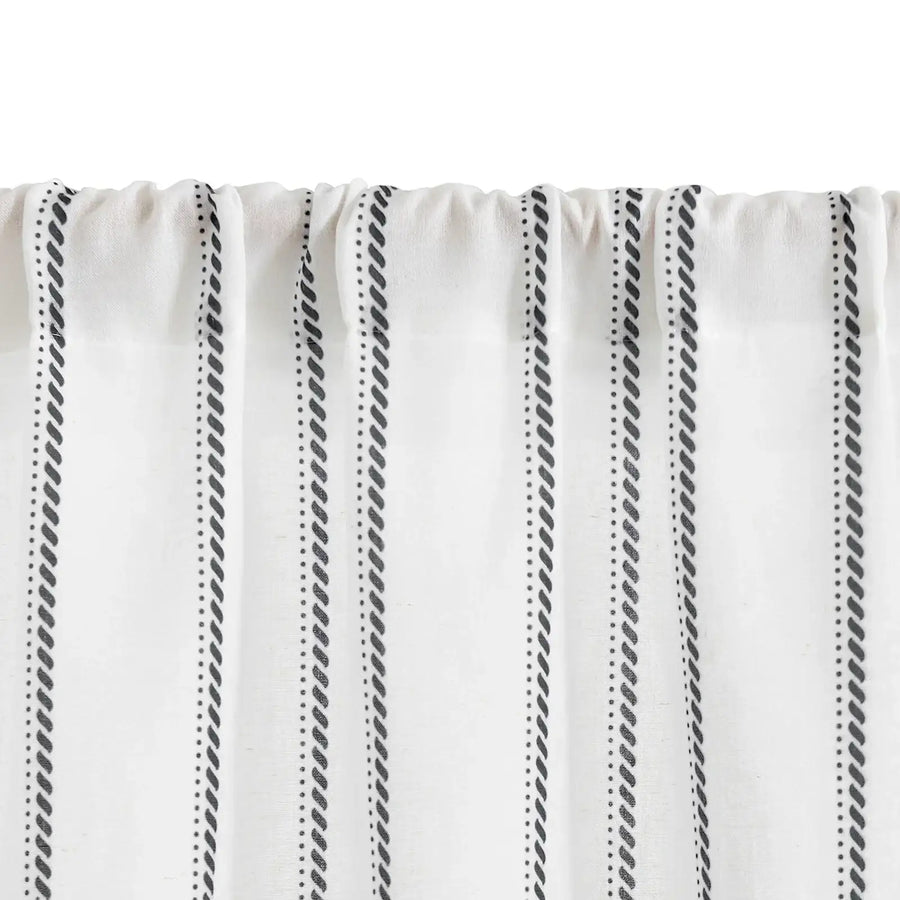 Linen Striped Kitchen Curtains - Jinchan Home