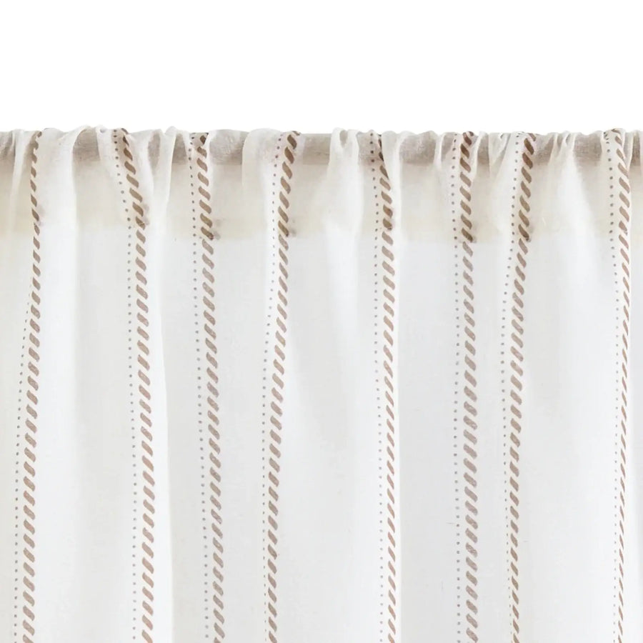 Linen Striped Kitchen Curtains - Jinchan Home