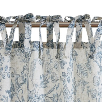 Neutral Scroll Pattern DIY Tie-Up Kitchen Curtains - Jinchan Home