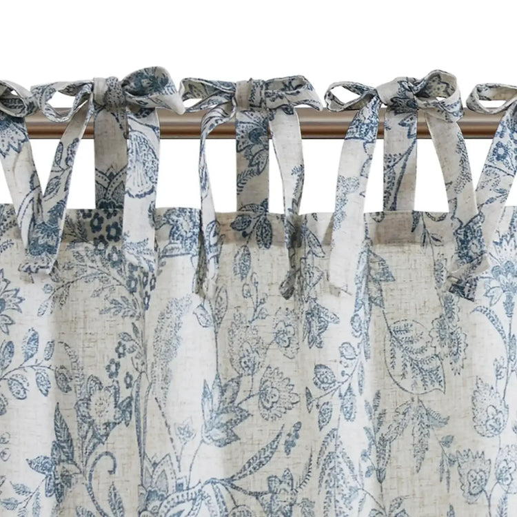 Neutral Scroll Pattern DIY Tie-Up Kitchen Curtains - Jinchan Home