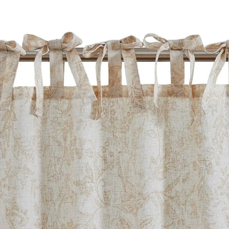 Neutral Scroll Pattern DIY Tie-Up Kitchen Curtains - Jinchan Home