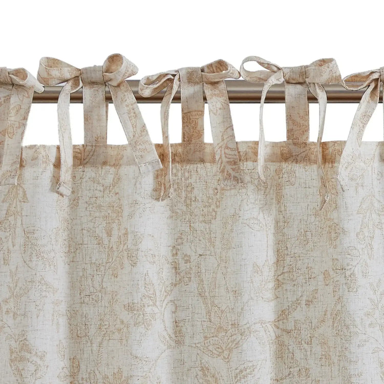 Neutral Scroll Pattern DIY Tie-Up Kitchen Curtains - Jinchan Home