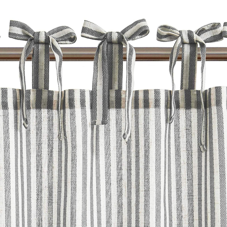 Tie Top Striped Linen Kitchen Curtains - Jinchan Home