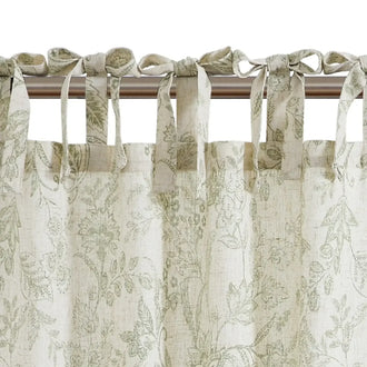 Neutral Scroll Pattern DIY Tie-Up Kitchen Curtains - Jinchan Home
