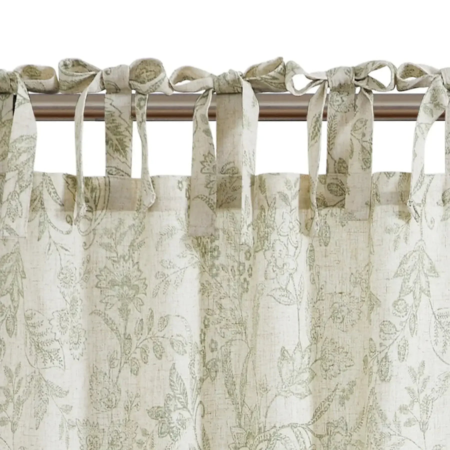 Neutral Scroll Pattern DIY Tie-Up Kitchen Curtains - Jinchan Home
