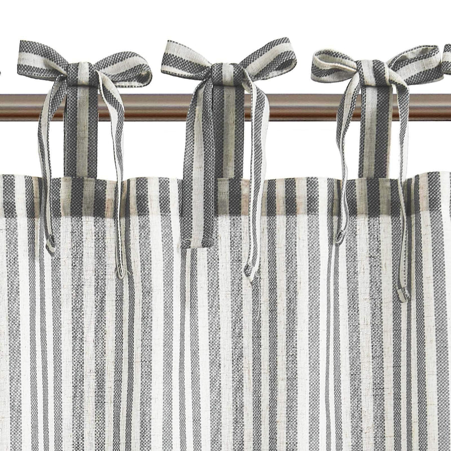 Striped Linen Blend DIY Tie-Top Kitchen Curtains - Jinchan Home