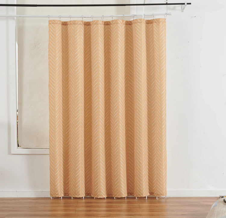 Solid Herringbone Waterproof Shower Curtain - Jinchan Home