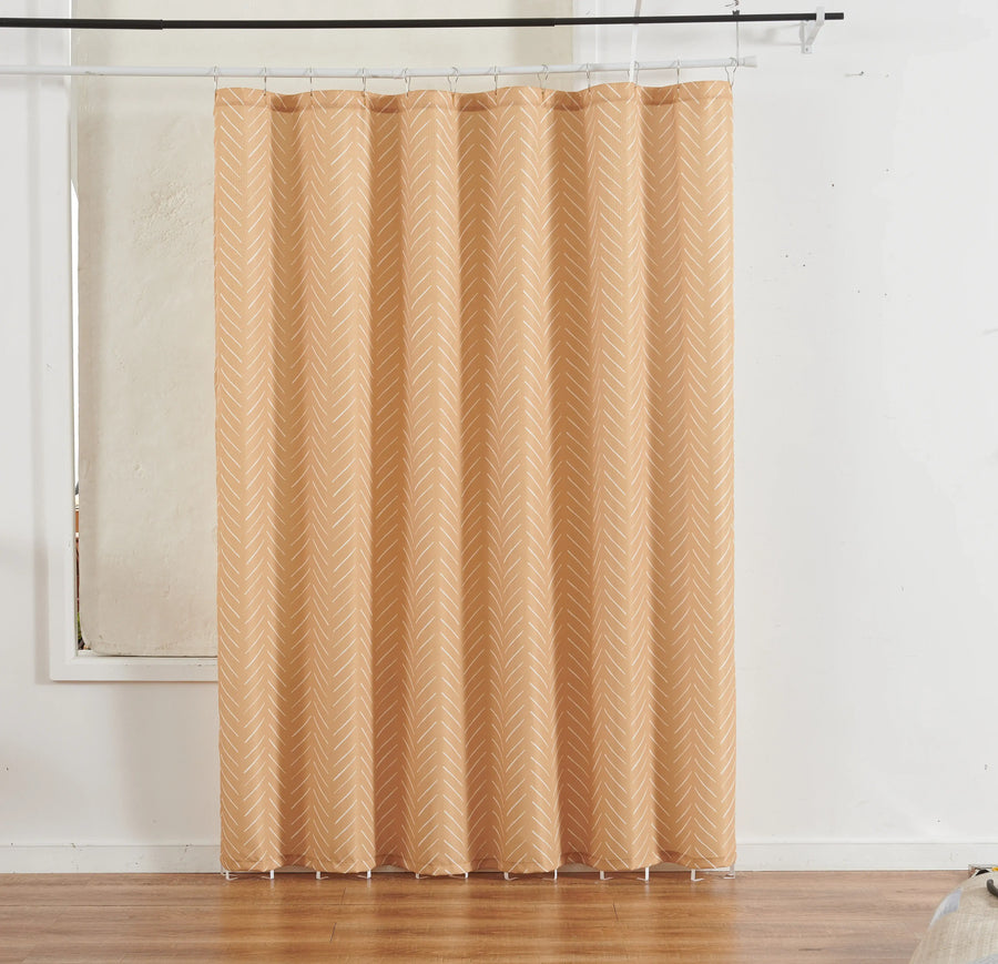 Solid Herringbone Waterproof Shower Curtain - Jinchan Home