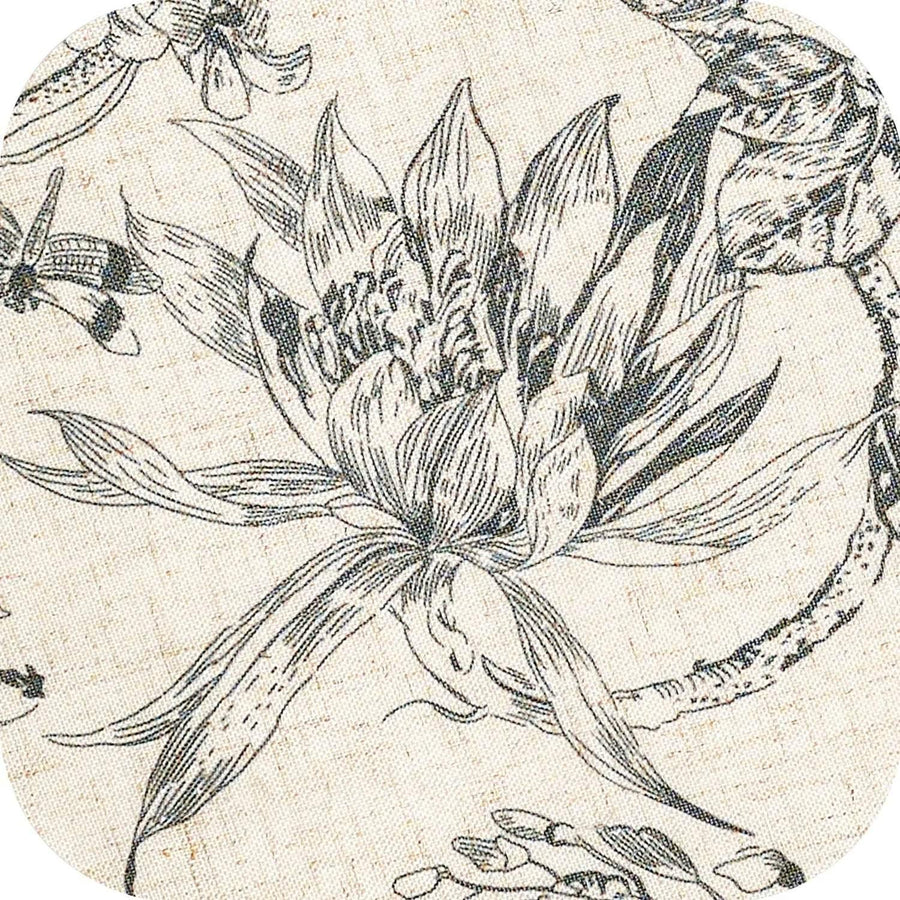 Ink Floral & Dragonfly Kitchen Curtains - Jinchan Home