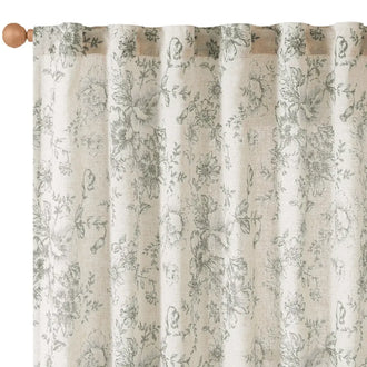 Floral Lined Linen Blend Curtains - Jinchan Home