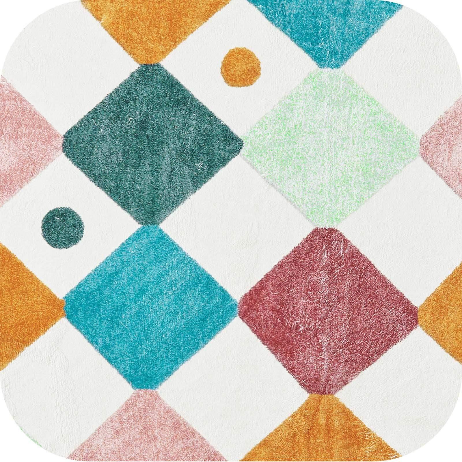 Colorful Checker Rug Colorful Diamond Checker Rug - Geometric Boho Style | Jinchan – Jinchan ...