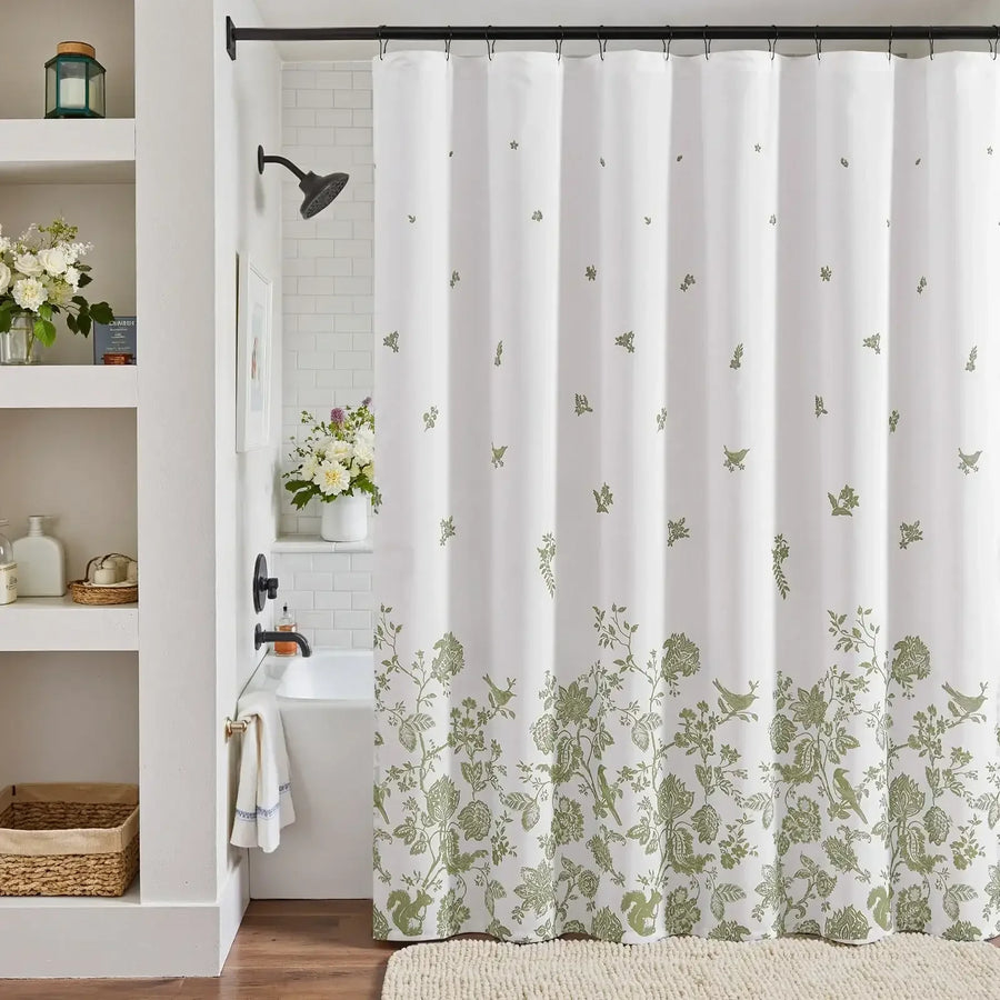 Vintage Bird Floral Shower Curtain - Jinchan Home