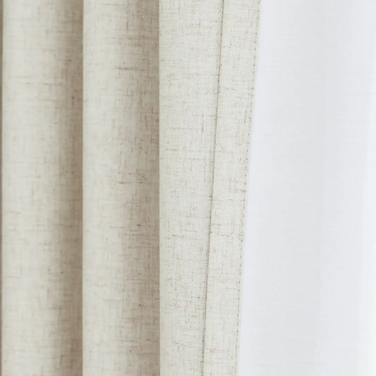Lined Linen-Blend Solid Grommet Curtains - Jinchan Home