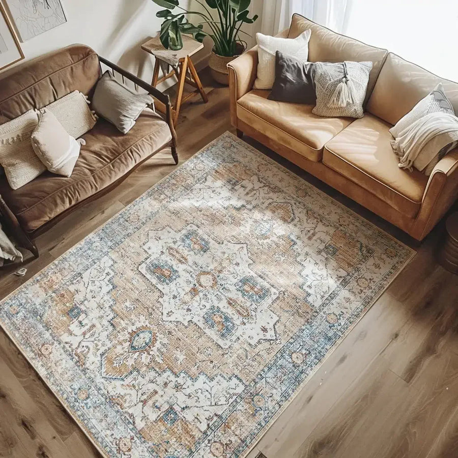 Vintage Persian-Style Distressed Area Rug - Jinchan Home