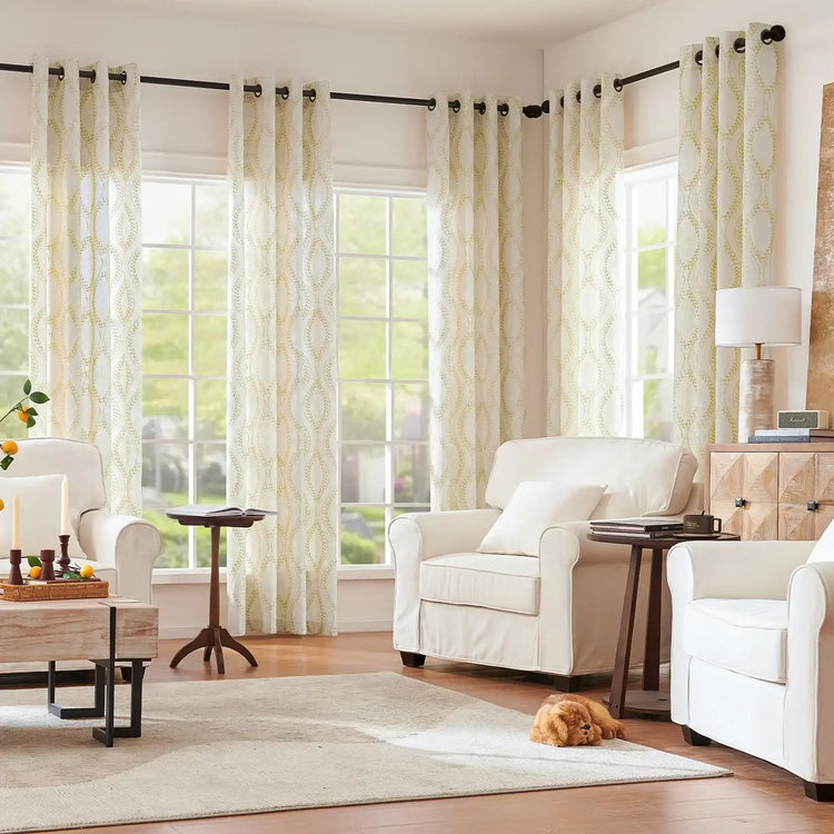 Boho Leaf Embroidered Geometric Curtains - Jinchan Home