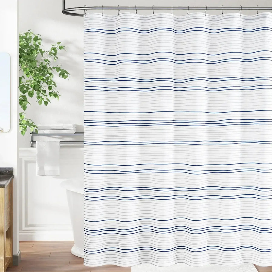 Two-Tone Striped Shower Curtain - Jinchan Home