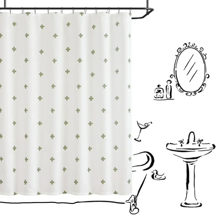 Minimalist Cross Pattern Shower Curtain - Jinchan Home