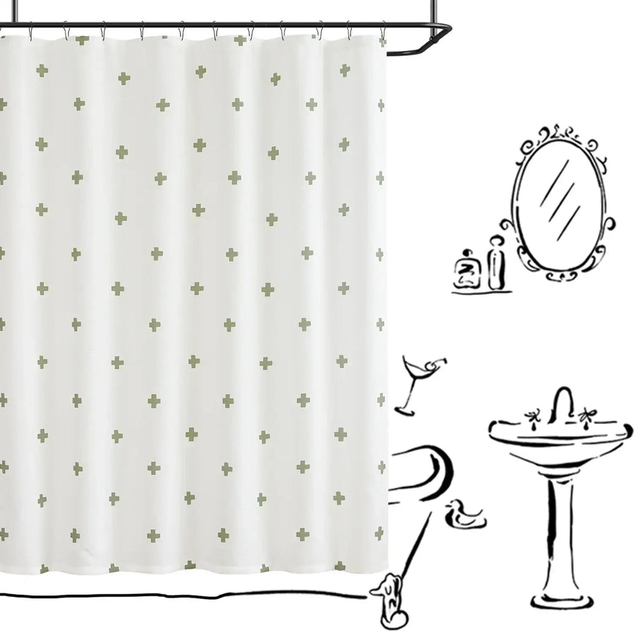 Minimalist Cross Pattern Shower Curtain - Jinchan Home