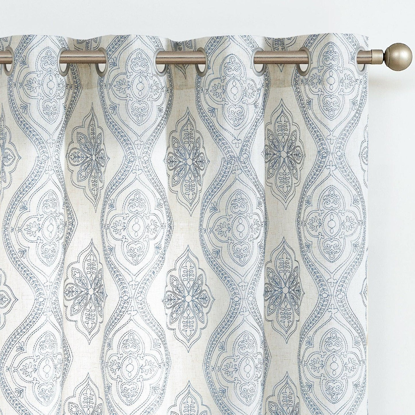 Embroidered Paisley Grommet Curtains - Jinchan Home