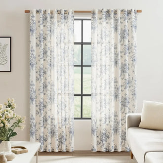 
                    
                      Butterfly Blossom Print Linen-Blend 3-in-1 Curtains - Jinchan Home
                    
                  