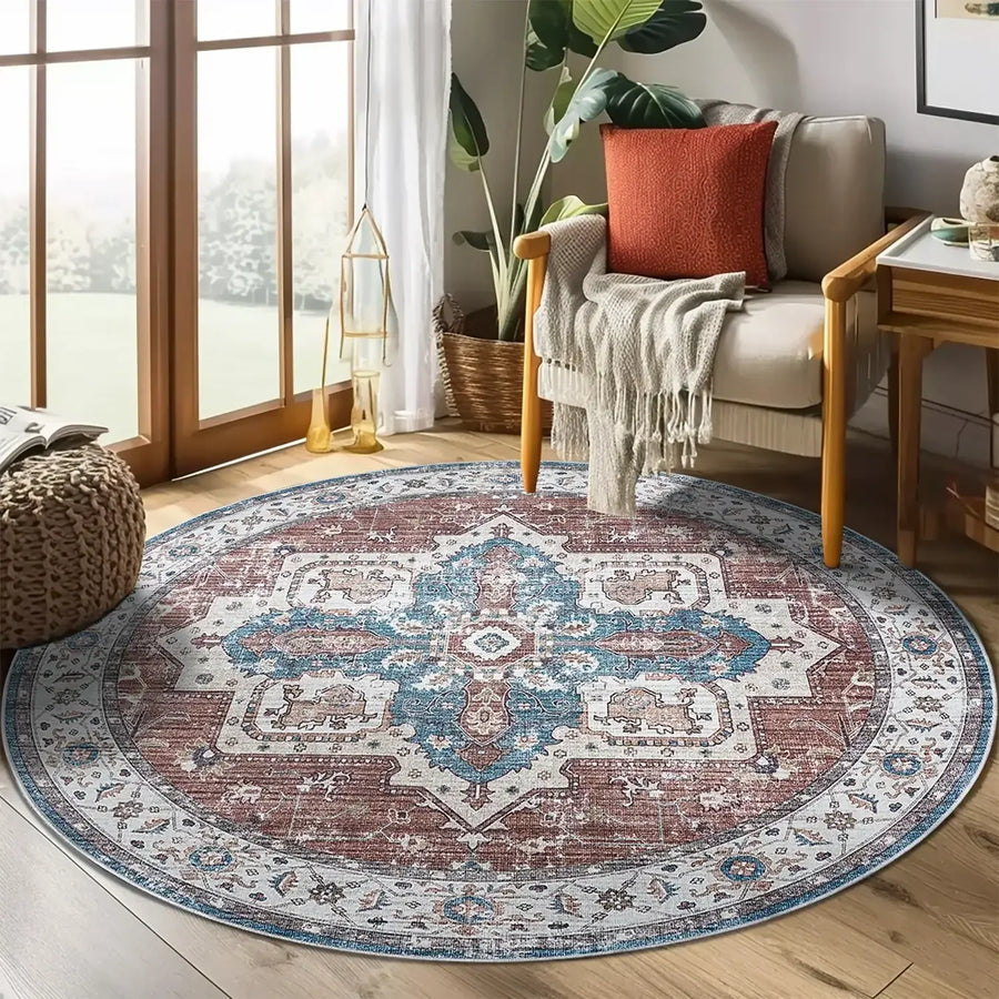 Vintage Persian-Style Distressed Area Rug - Jinchan Home