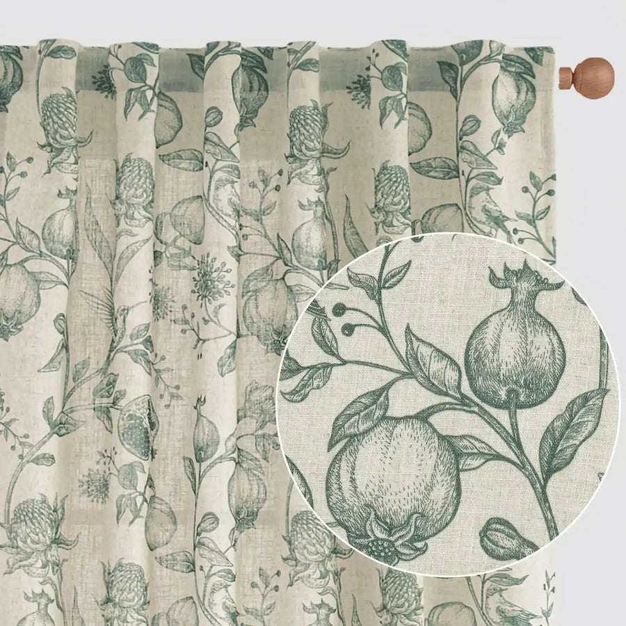 Vintage Pomegranate Botanical Curtains - Jinchan Home