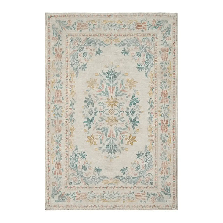 Soft Vintage Acanthus Floral Scrollwork Rug - Jinchan Home