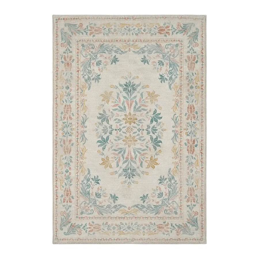 Soft Vintage Acanthus Floral Scrollwork Rug - Jinchan Home