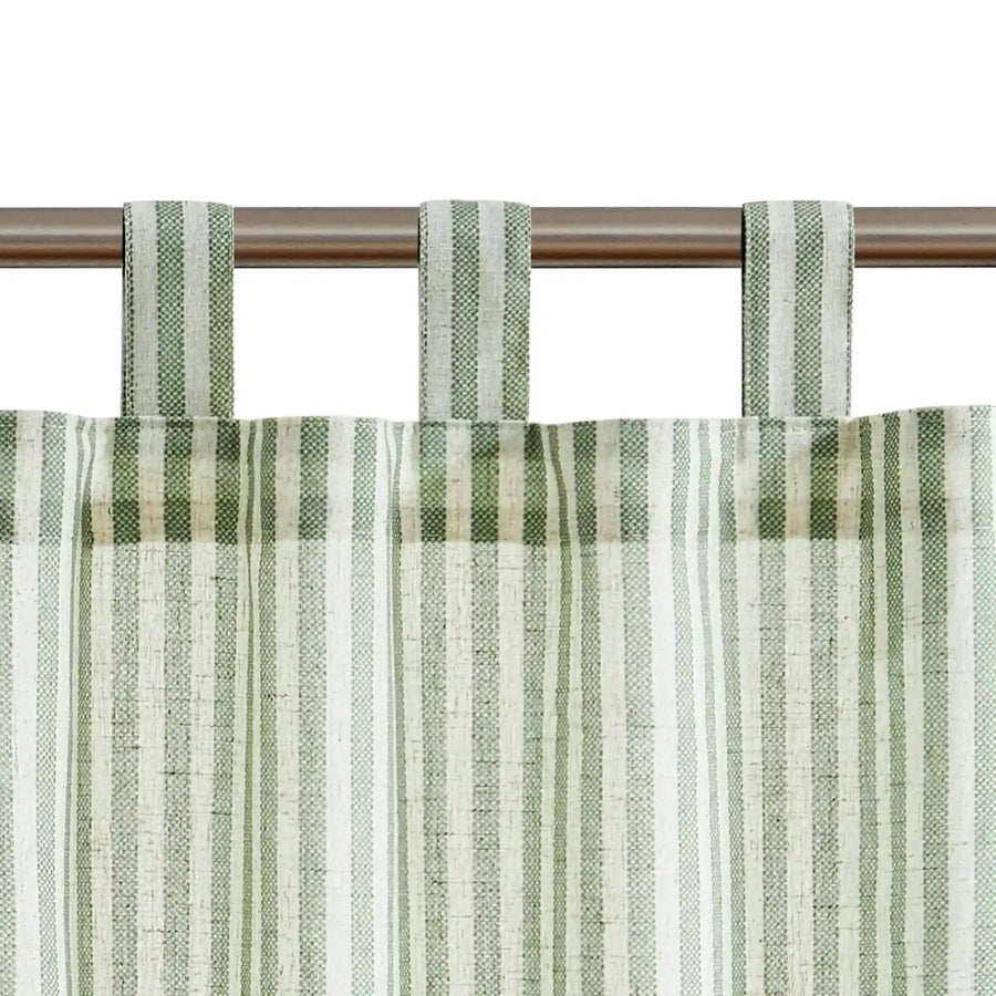 Striped Tab Top Linen Kitchen Curtains - Jinchan Home