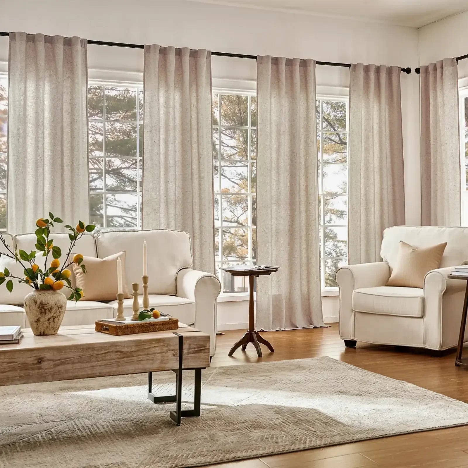 Shin shin様LINEN & DECOR×avec deuxclefs Solid Linen Blend Lined Curtains (2 Panels) – Jinchan Home