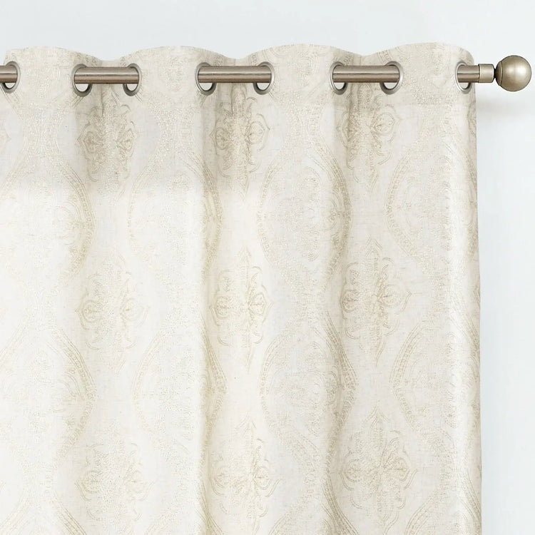 Embroidered Paisley Grommet Curtains - Jinchan Home