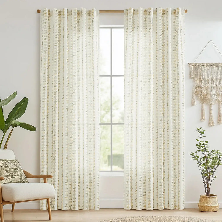 Boho Prism Triangle Stripe Linen Curtains - Jinchan Home