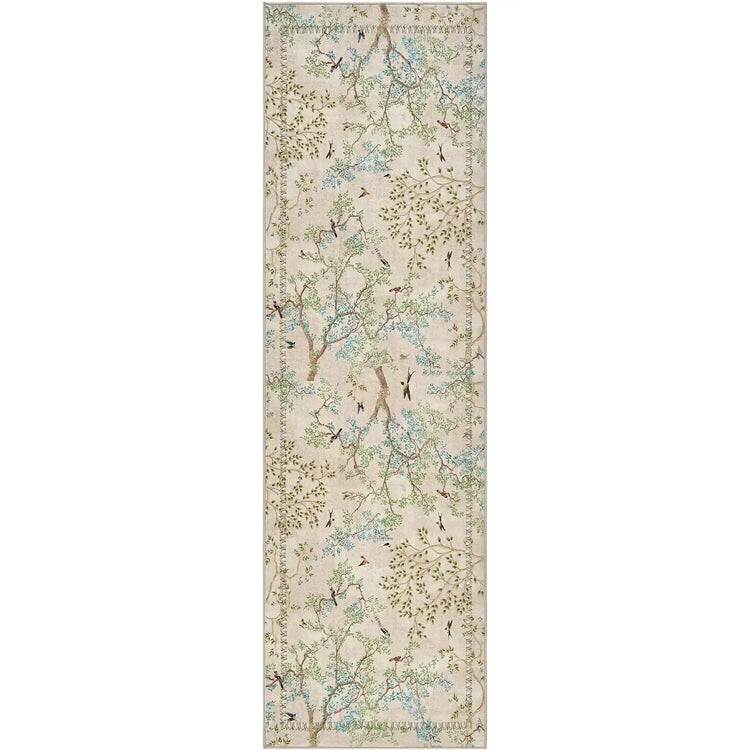 Branches & Birds Botanical Print Area Rug - Jinchan Home
