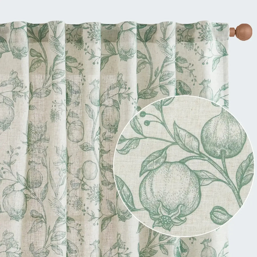 Vintage Pomegranate Botanical Curtains - Jinchan Home