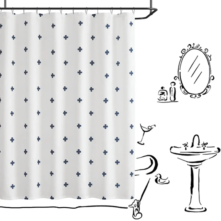 Minimalist Cross Pattern Shower Curtain - Jinchan Home