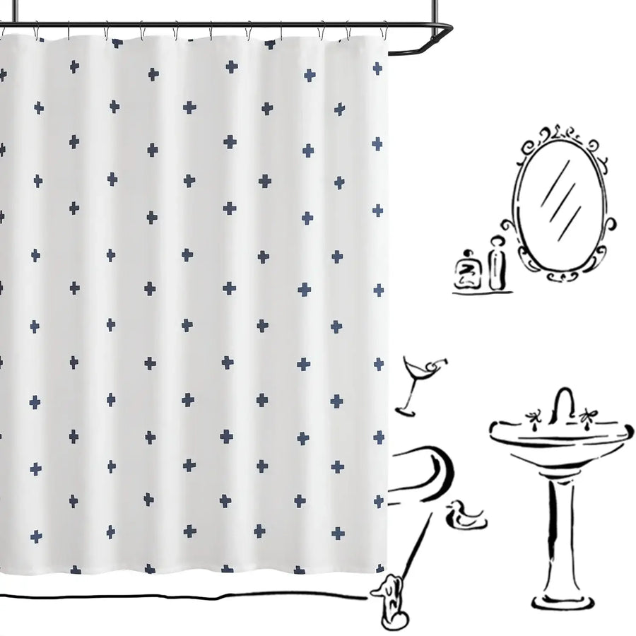 Minimalist Cross Pattern Shower Curtain - Jinchan Home