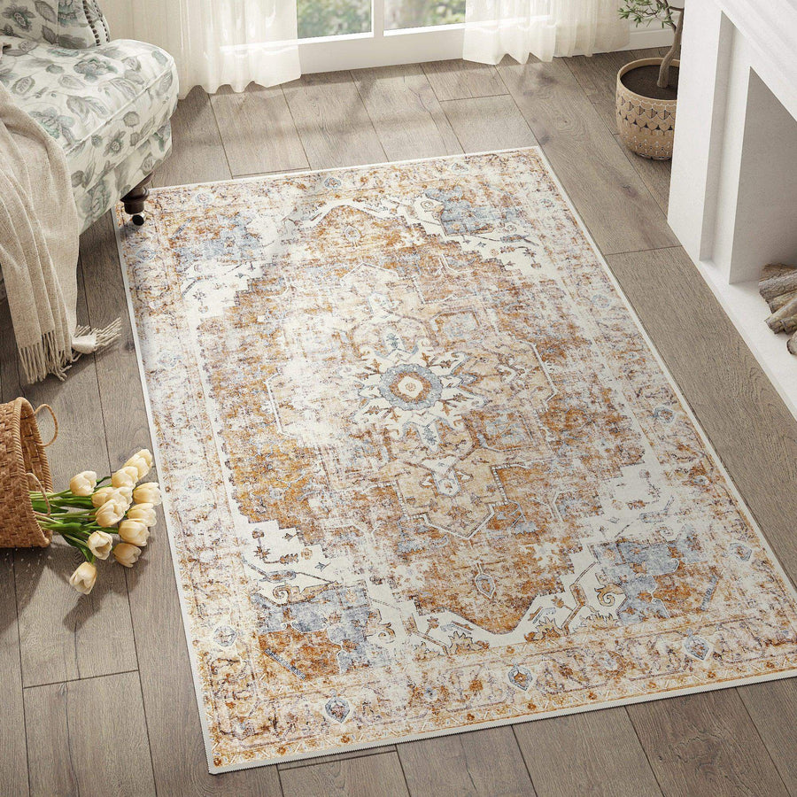Mist-Toned Persian Bloom Rug - Jinchan Home